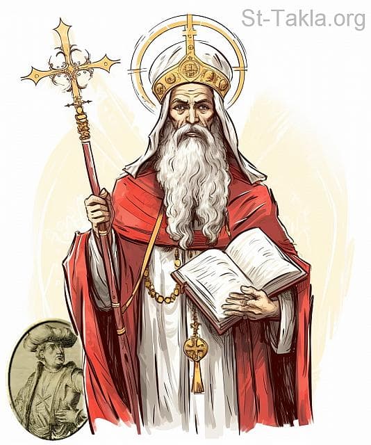 St-Takla.org Image: His Holiness Pope Maximus, Coptic Orthodox Pope #15, and below is a picture of the excommunicated Paul of Samosata - AI art, idea and edit by Michael Ghaly for St-Takla.org, October 2023. صورة في موقع الأنبا تكلا: قداسة البابا مكسيموس البطريرك الخامس عشر من بطاركة الكرازة المرقسية: 15، وبأسفل صورة المحروم بولس السموساطي. - فن بالذكاء الاصطناعي، فكرة وتعديل مايكل غالي لموقع الأنبا تكلاهيمانوت، أكتوبر 2023 م.