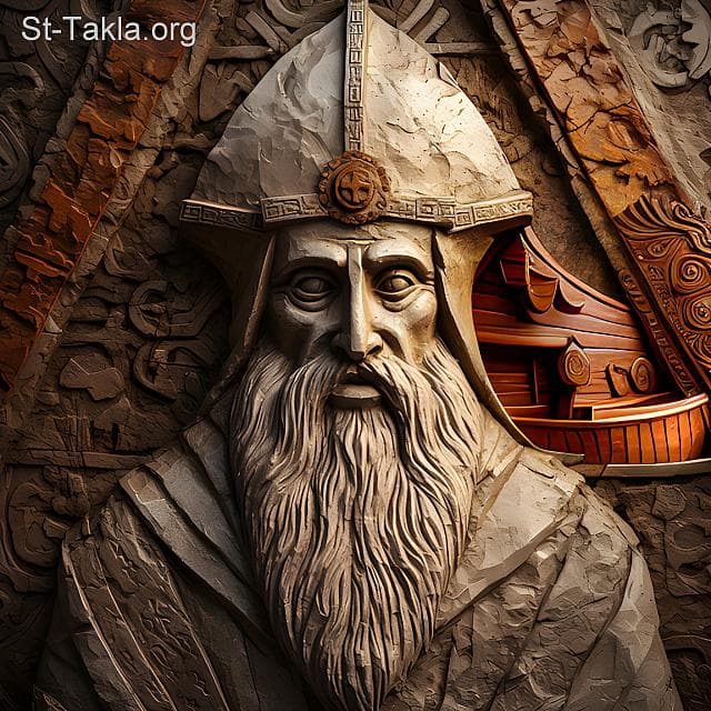 St-Takla.org Image: Pope Theophanius, Coptic Orthodox Pope #60, and next to him was the shape of a boat, on which he died after he had a nervous breakdown. - AI art, idea and edit by Michael Ghaly for St-Takla.org, October 2023. صورة في موقع الأنبا تكلا: البابا ثاؤفانيوس البطريرك الستون من بطاركة الكرازة المرقسية: 60، وبجانبه شكل مركب، حيث مات عليها بعدما تشنجت أعصابه. - فن بالذكاء الاصطناعي، فكرة وتعديل مايكل غالي لموقع الأنبا تكلاهيمانوت، أكتوبر 2023 م.
