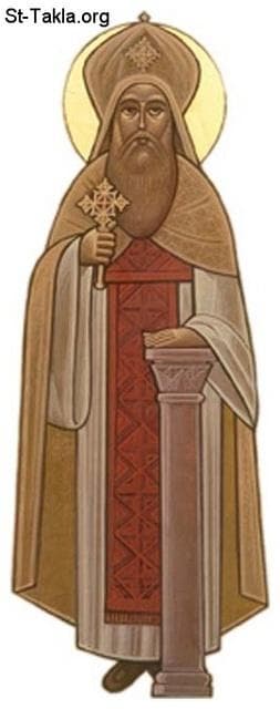 St-Takla.org Image: Saint Cyril the Great Coptic Pope of Alexandria. صورة في موقع الأنبا تكلا: أيقونة قبطية، قداسة البابا القديس كيرلس الكبير، عمود الدين بابا الإسكندرية.
