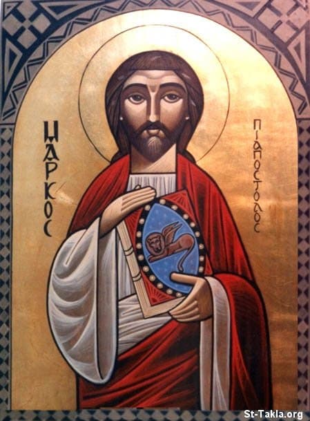 St-Takla.org Image: Saint Mark the Evangelist (of Libya), modern Coptic icon صورة في موقع الأنبا تكلا: القديس مارمرقس الرسول، الليبي - أيقونة قبطية حديثة
